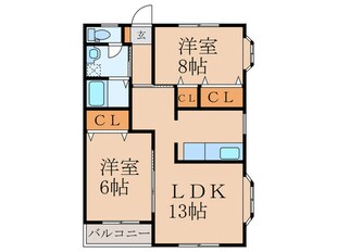 オーク菰田　Ａ棟の物件間取画像